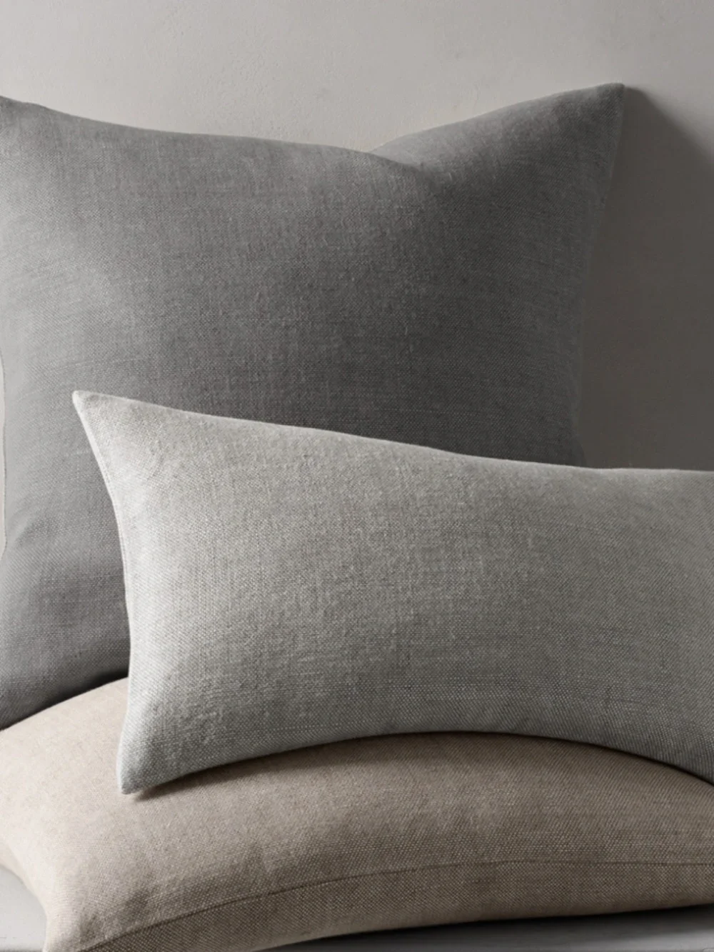 BELGIAN LINEN CROSS WEAVE KNIFE EDGE PILLOW with feather down insert